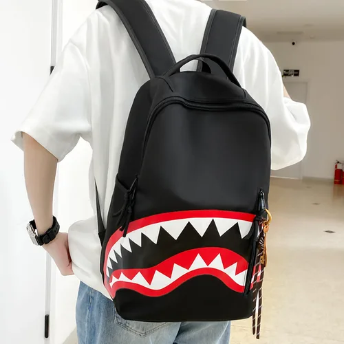 Imagen 1 del producto Mochila para hombre, mochila de viaje con apertura de boca de tiburón, mochila para estudiantes para senderismo al aire libre y mochila para ordenador portátil universitario