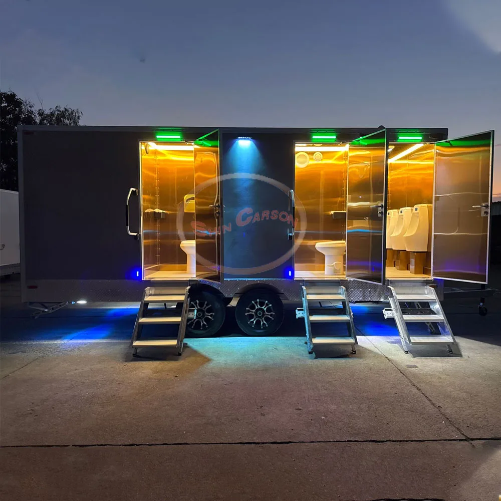 Luxury Restroom Toilets and Shower Outdoor Bathroom Trailer Toilet Mobile Portable Toilet Trailer with Baby Diaper Changing