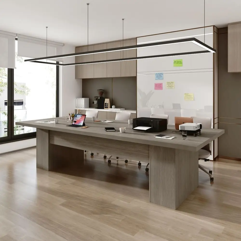 

Gray 10-12 Seater Rectangular Wood Conference Table for Meetings