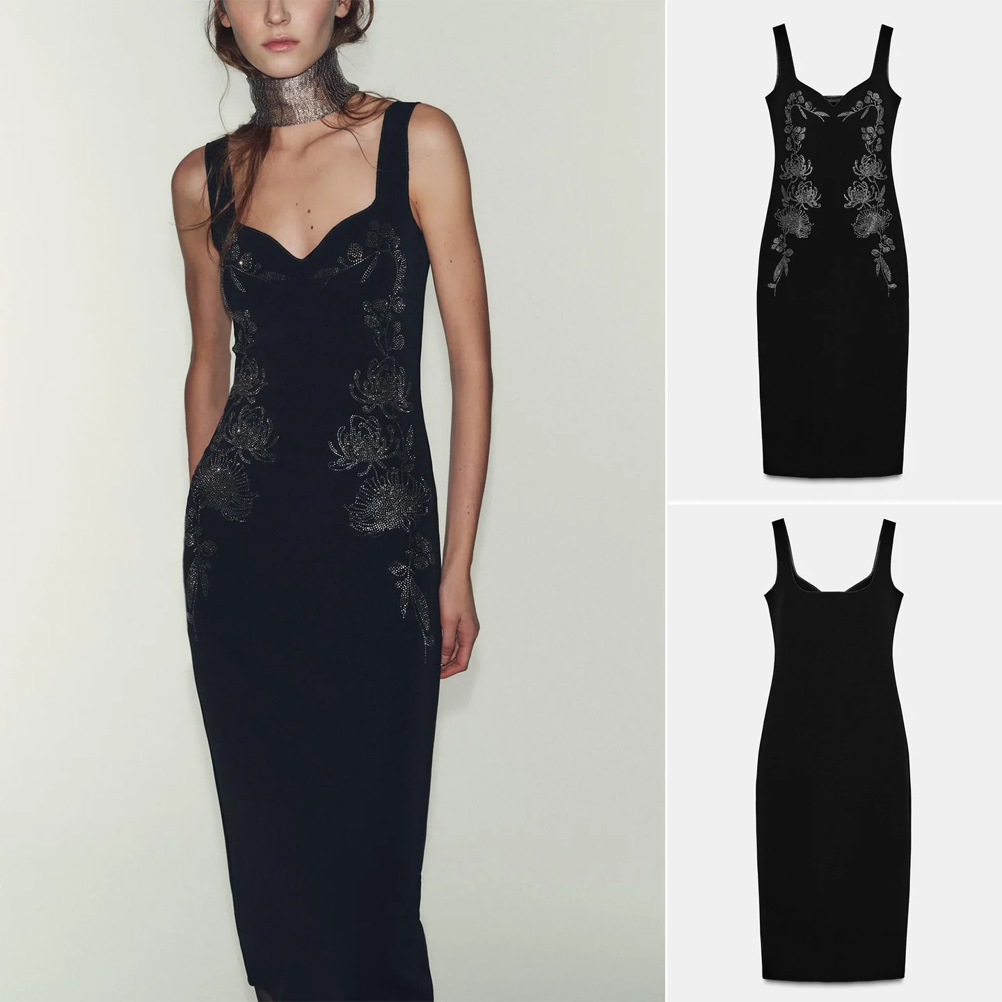 Zimowa Nowa Damska Świąteczna Spódnica Midi z Dekoltem w Serek, Szerokimi Ramiączkami, Elastyczna, Poliestrowa, Wysoce Rozciągliwa, w Kształcie Litery A