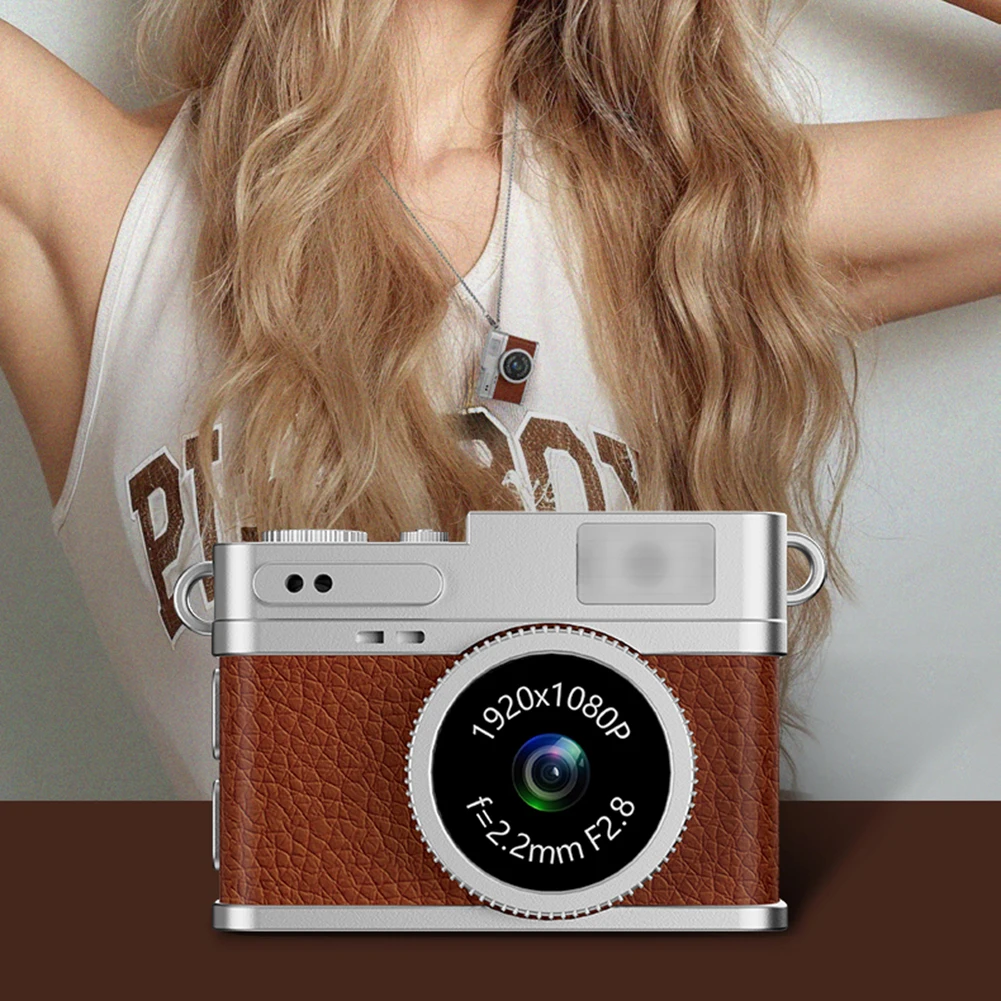 Мини-камера 1080P, портативная маленькая камера со светодиодной вспышкой, винтажная камера для путешествий, подарок для детей, студентов