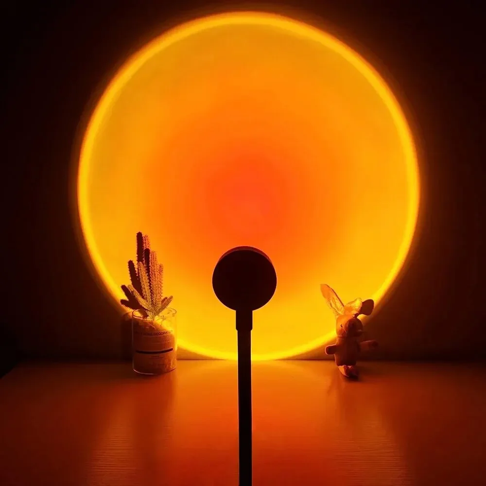 Lámpara USB de puesta de sol, lámpara de proyector de luz nocturna de ambiente de puesta de sol para dormitorio, luz de ambiente, decoración de pared, regalo