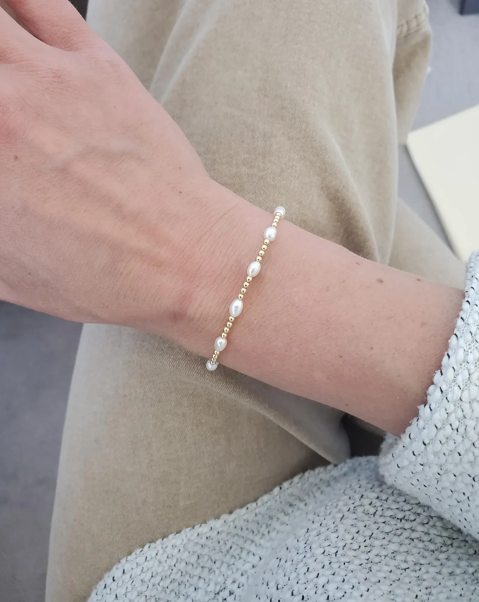 

CCGOOD Freshwate Pearl Bracelet Gold Plated 18K 2.5mm Ball Beads Bracelets for Women Boho Strand Pulseras Jewelry Gift for Her