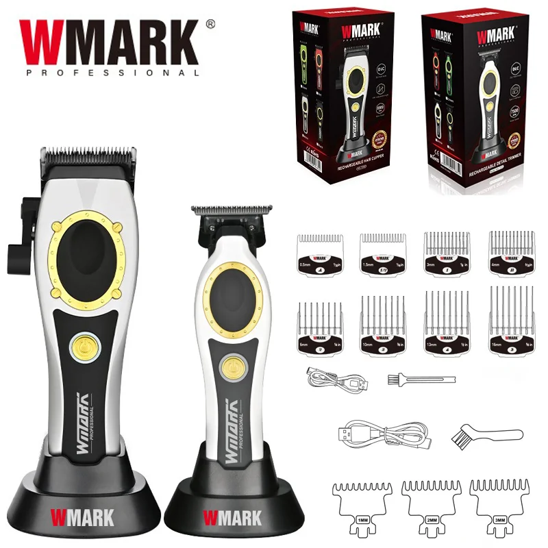 WMARK NG-7030 Men's Professional Barber Salon Hair Clipper with Charging Base 4500mAh Trimmer 8500RPM High Speed Magnetic Comb