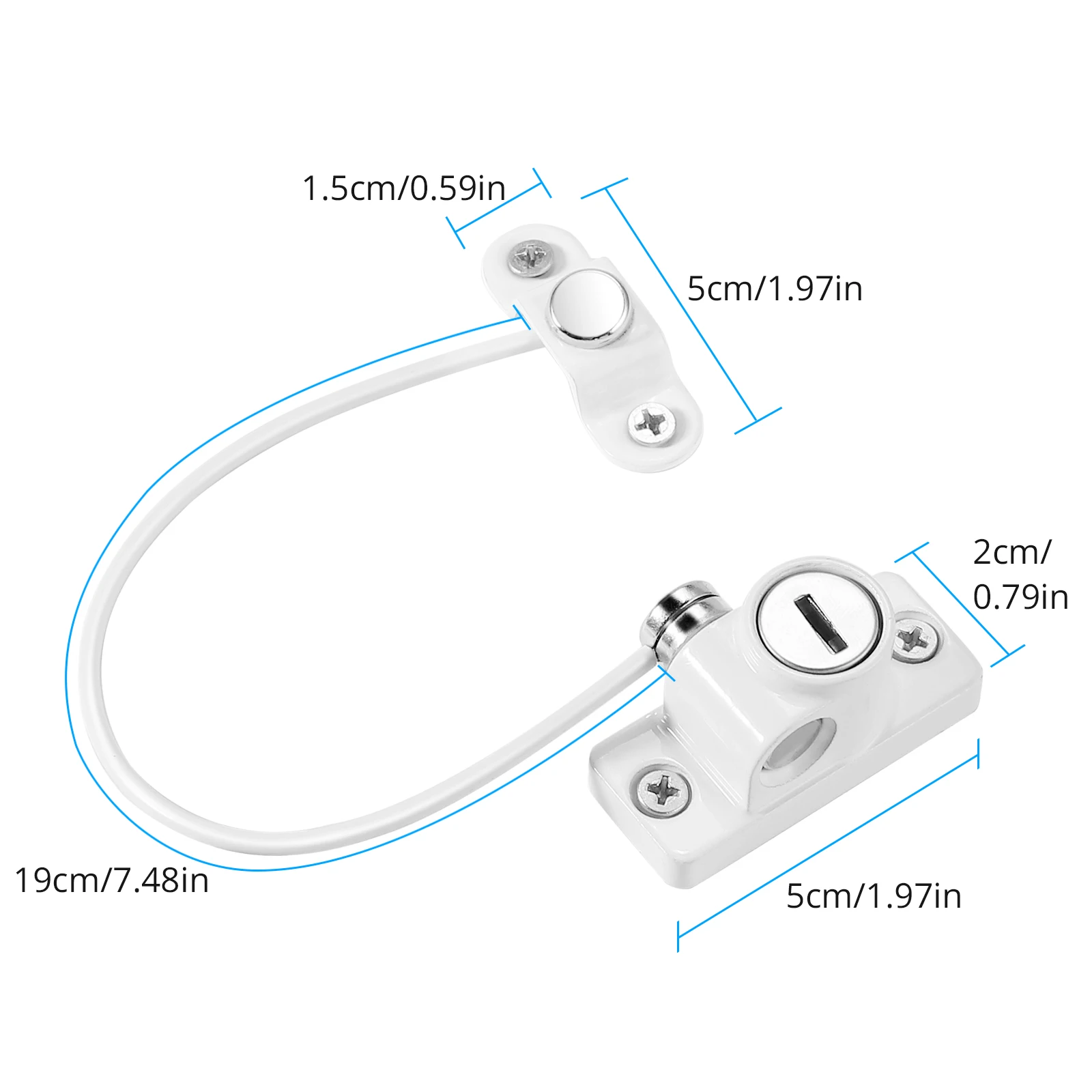 PROSTER 4 Pack Window Door Restrictor Child Baby Safety Security Locking Cable Wire Lock White Fit For PVC Wood Aluminium Metal