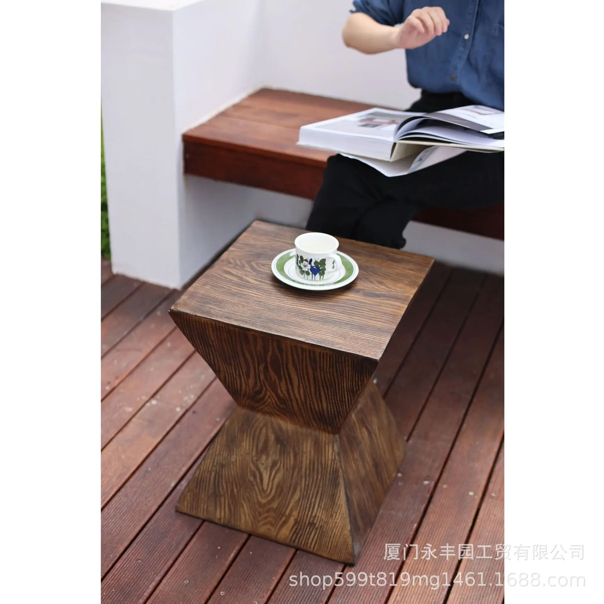 Ware Office Simple Modern Geometric Edge Table Coffee Table Bed and Breakfast Walnut Color Imitation