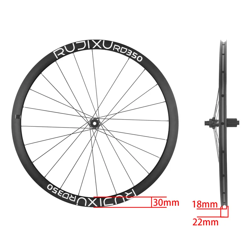 RUJIXU Road Bike Tubeless Disc Brake Wheelset 30/35/38/41mm Aluminum alloy Aero Wide Rim Thru Axle Hub  Bicycle Wheel