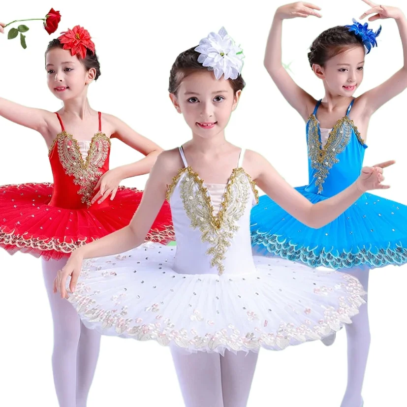 Bambino Swan Lake costumi bambini bambini Pancake Tutu Ballerina Dress Tutu di balletto per ragazze Tutu professionale bianco