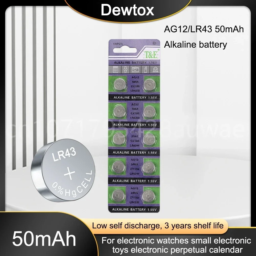 10-20PCS 1.55v Ag12 Alkaline Button Coin Cell Battery SR43W R43 SR1142 SB-B8 V386 D386 260 S1142E GP386 SG12 LR43 386A LR1144