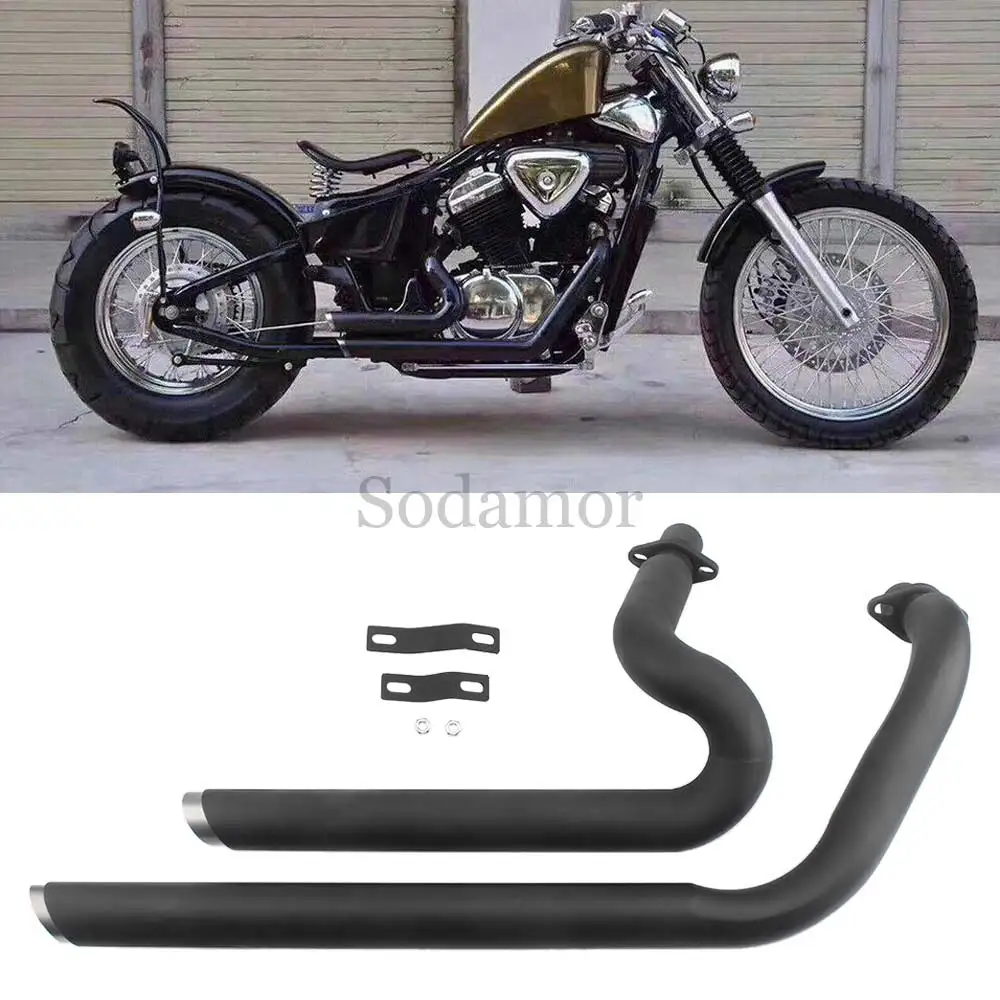 For HONDA Shadow VLX 600 VT600C 1988 - 2008 VT600CD Deluxe Steed Shadow VLX 400 VT 400 Motorcycle Duals Exhaust System Muffler