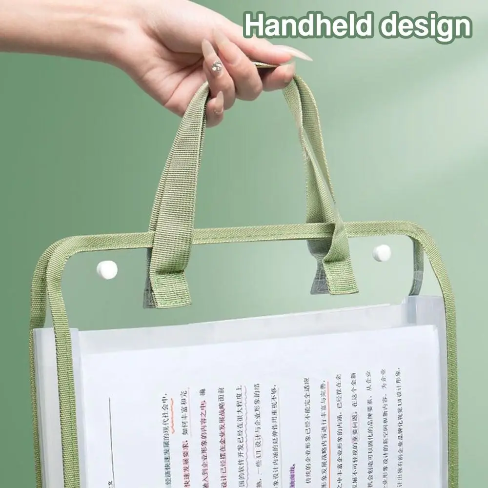 New Waterproof Pockets File Folder Large Capacity Portable Storage Folder Transparent Classified File Handbag Student