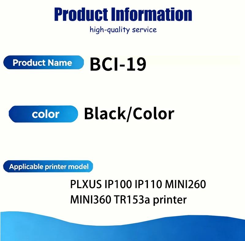 Japanese version BCI-19BK BCI-19C BCI19 BCI-19 19 Ink Cartridge Compatible for Canon PLXUS IP100 IP110 MINI260 MINI360 TR153a