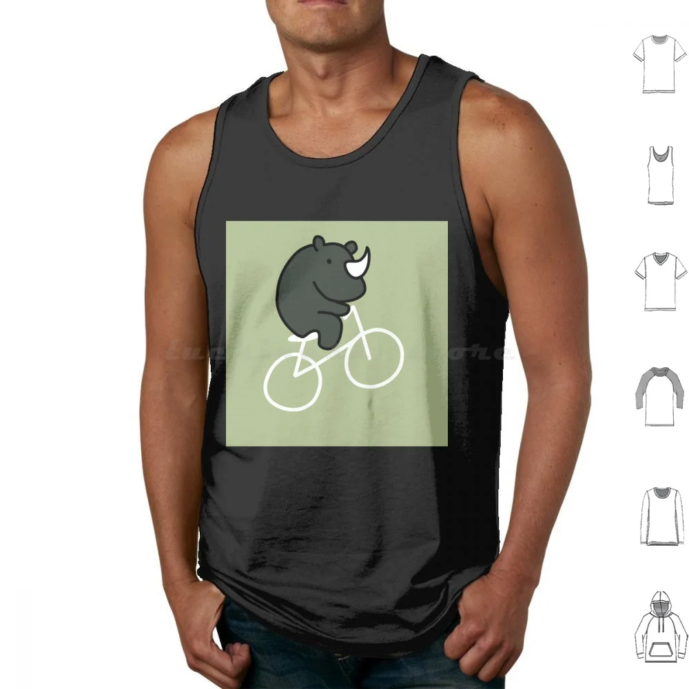 Rhino On Bike Classic Tank Tops Print Cotton Rhino On Bike