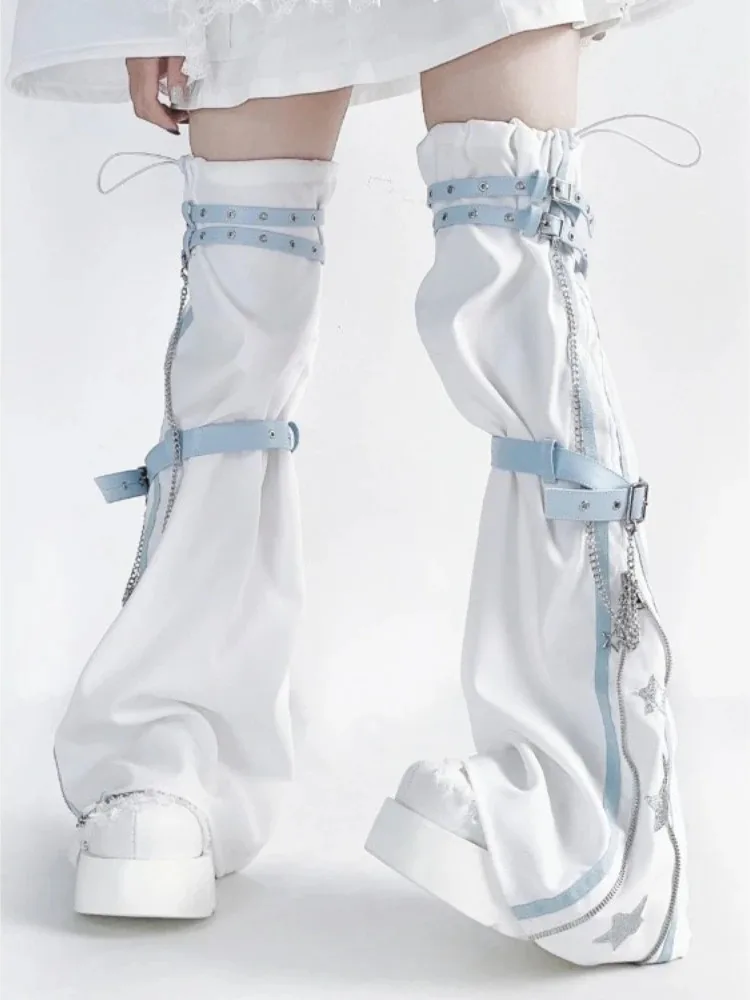 

Летние японские гетры Y2K с ремешком для ног, чехол для ног Spicy Girl JK, студенческие носки с ворсом, женские длинные носки в стиле Лолиты, манжеты для ботинок