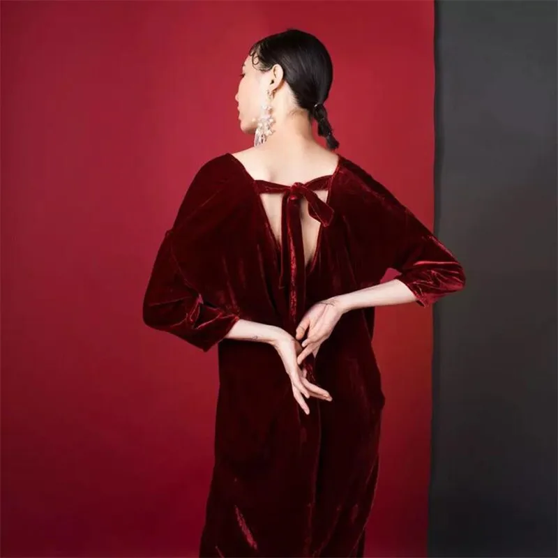 Herbst Gold Samt 2025, gerade Kleider, figurbetont, einfarbig, sexy Velourskleid, tiefer V-Ausschnitt, Sommer, lockeres Pleuche-Kleid, Vestido