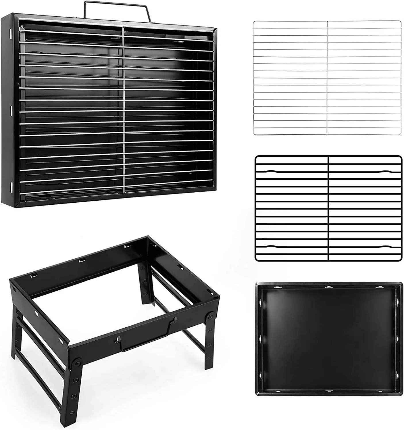 شواية فحم محمولة بشعلة واحدة من الفولاذ المقاوم للصدأ للاستخدام الداخلي والخارجي والتخييم والنزهات والمطبخ والخبز بتصميم قابل للطي #3