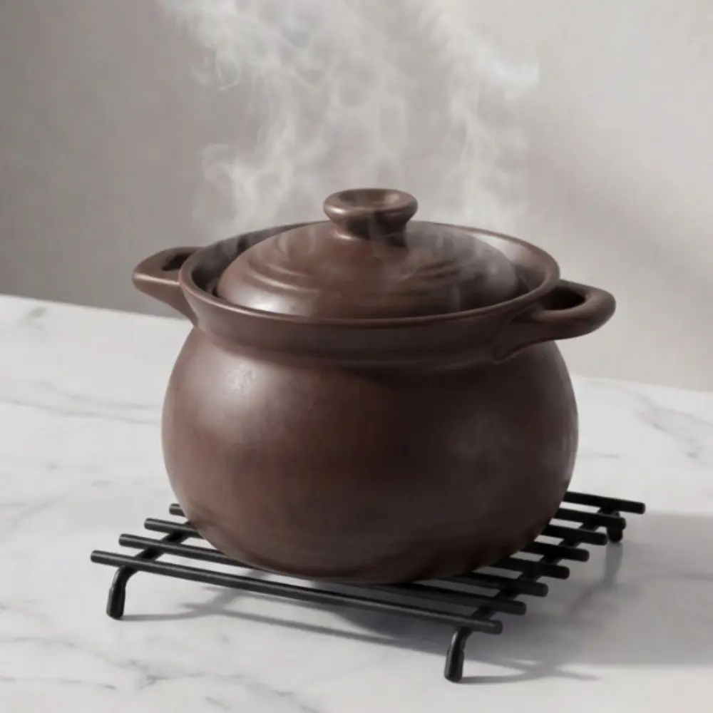 Wrought Iron Kitchen Trivet Anti-slip Heat-resistant Pot Rack Striped Design High Load-bearing Tableware Insulated Mat Home