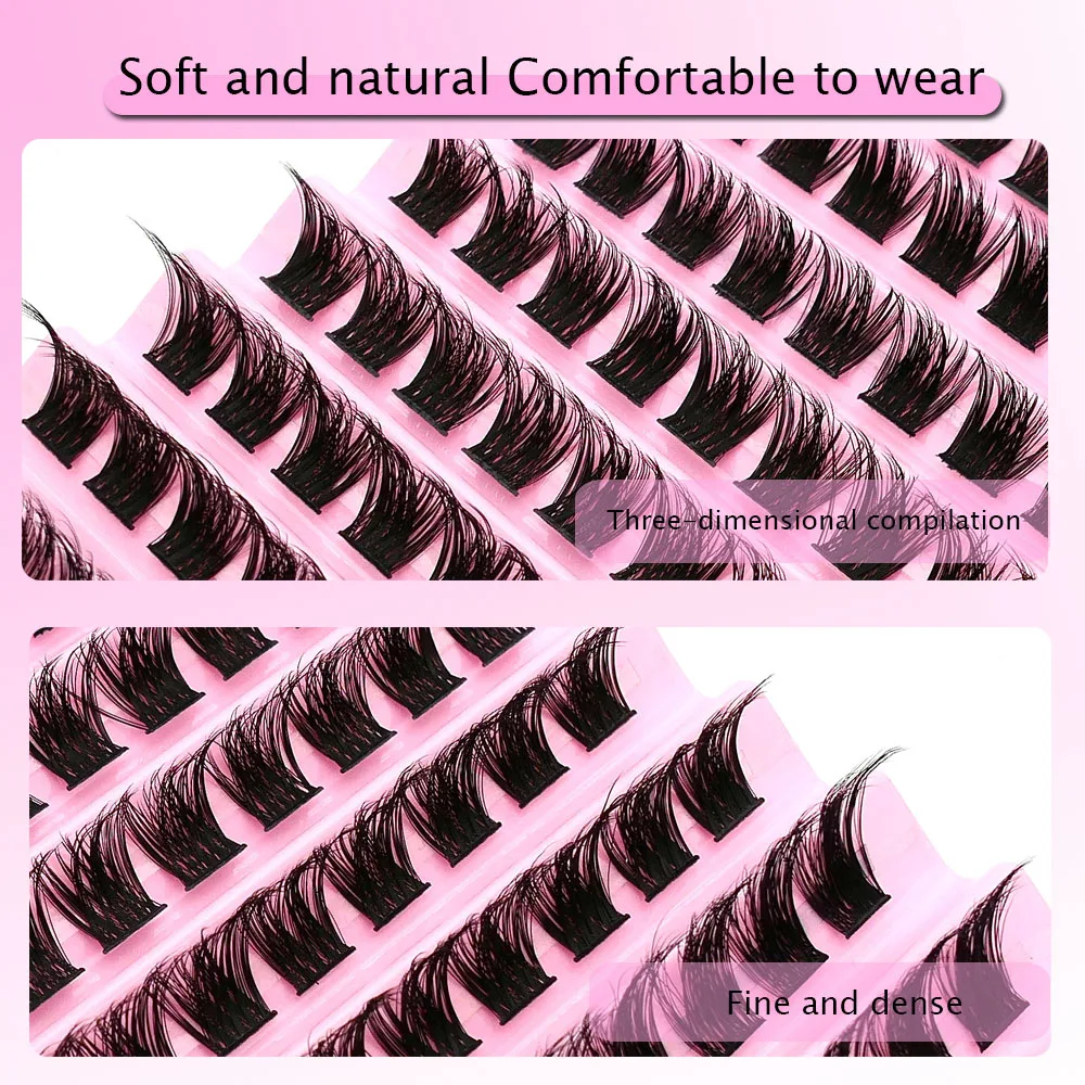 DIY 클러스터드 속눈썹 대용량 8-14mm 부드러운 혼합 자연스러운 곱슬 가짜 속눈썹 연장 3D 도구