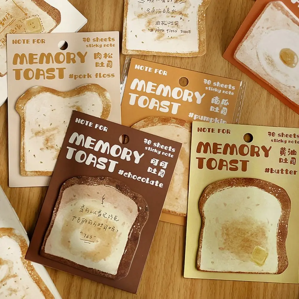 Creative Funny Bread Toast Index Sticky Notes Self Sticky Hand-Tear Markers Flags Student Stationery Award Gifts