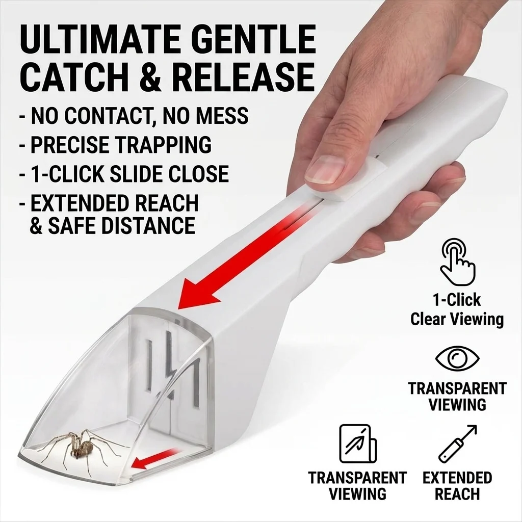 New Handheld Insect Catcher - Spider Catcher Bee Insect Gripper Pest Remover for Home Pests  Capture  Wasps Crickets Easy To Use