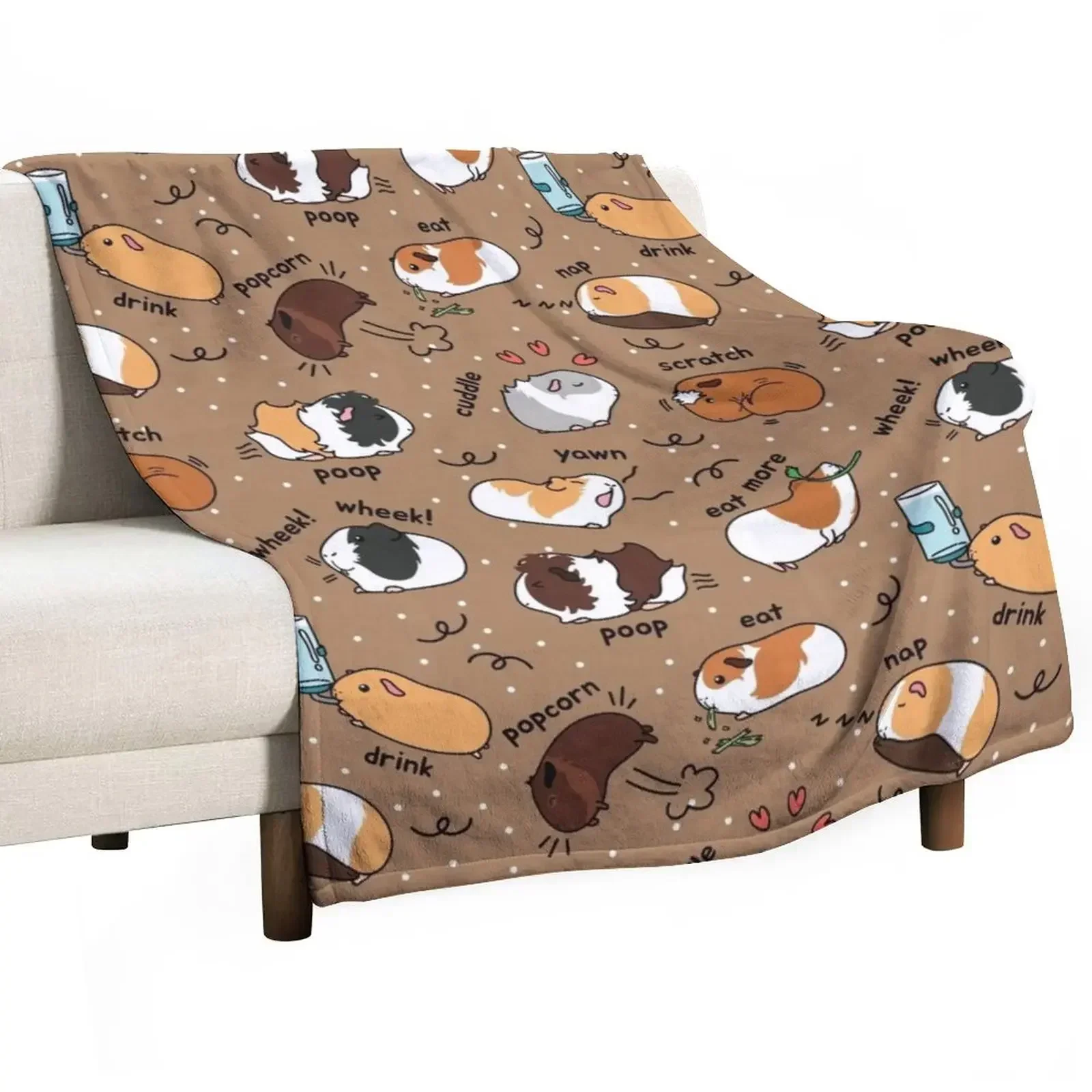 

Guinea Pig Daily To-Do List - Brown Background Throw Blanket Decorative Throw Blankets Sofas Of Decoration for winter Blankets