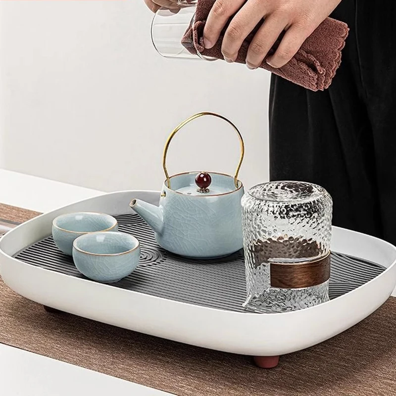 Nordic Fruit Tea Tray Ceremony Serving Luxury Drainage Desk Office Tea Tray Trinket Afeteria Dishes Plateau Home Decorationgs