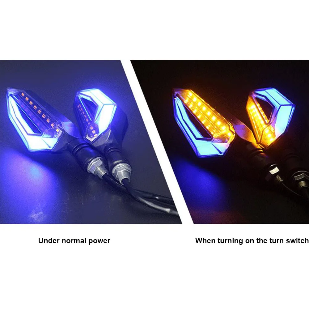 A pair of Universal LED Motorcycle Turn Signal Light 12V IPX-6 Waterproof Daytime Running Lights Indicator Blinker Lamp