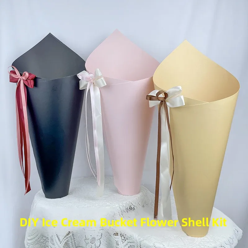 Handmade Floral Art Material Kit Giant Cone Ice Cream Stand Integrated   Flowers DIY Craft Supplies Women's T-shirt