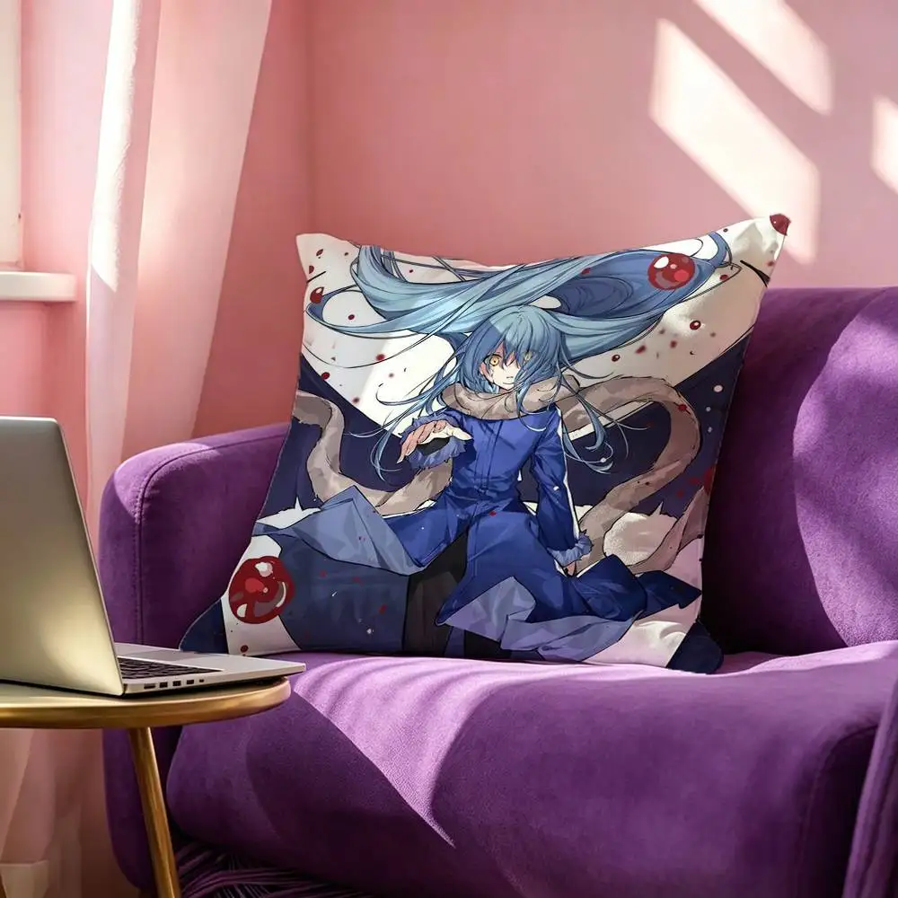 S-Slime Rimuru T-Tempest Demon Lord  Square Double-Sided printed Pillow Case Bedroom Bedside Pillow Sofa Cushion Cover