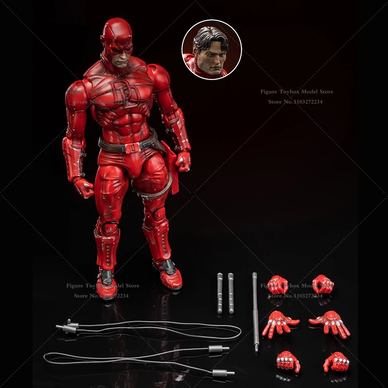 Em estoque escala 1/10 preto vermelho daredevil murdock figura de ação design do corpo móvel 18cm estatueta modelo presentes coleção flftoys