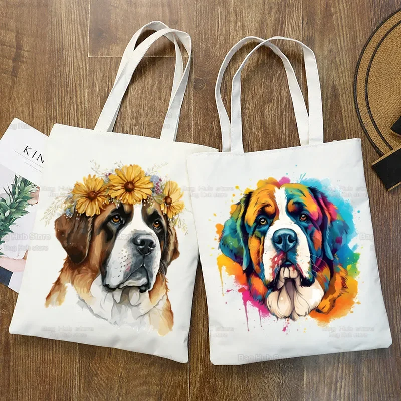 Bernard Dog Shopper Bags For Unisex Resuable Tote Bag Harajuku Large Capacity Shopping Bag Anime Printing