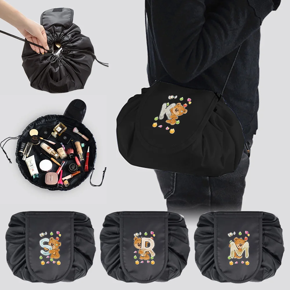 

2025 New Lazy Makeup Bag Makeup Organizer Case Luxury Bags Mom Gift Black Large Capacity Portables Bear Printing Series