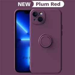 New Ring Holder Magnetic Cases For iPhone 16 15 11 12 13 14 Pro Max Plus 12 13 Mini X XS XR 6 6S 7 8 Plus Liquid Silicone Cover