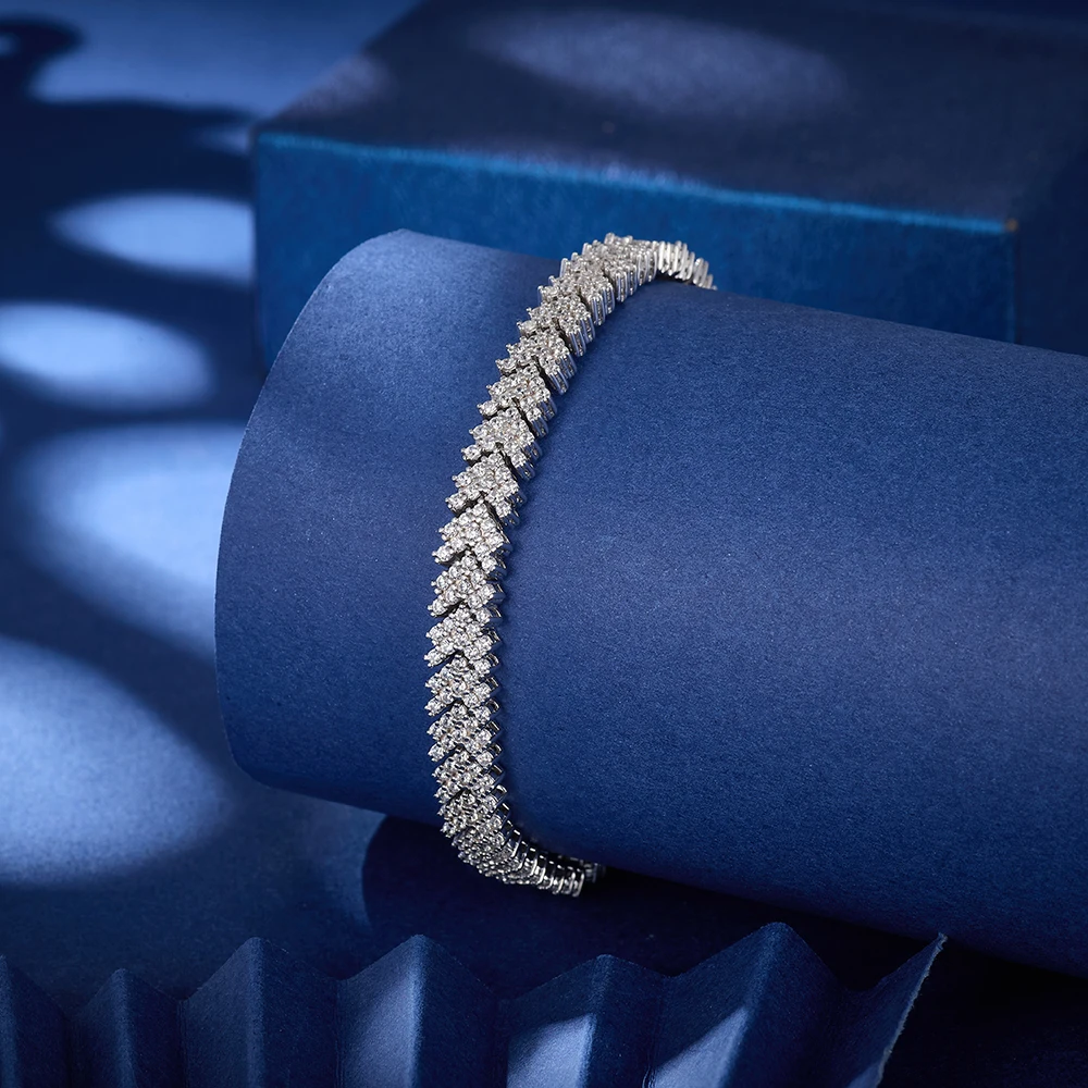 

5A Cubic Zircon Diamond Tennis Chain Trendy Rhodium Plated Bracelet for Women Luxury Geometric High Quality Minimalist