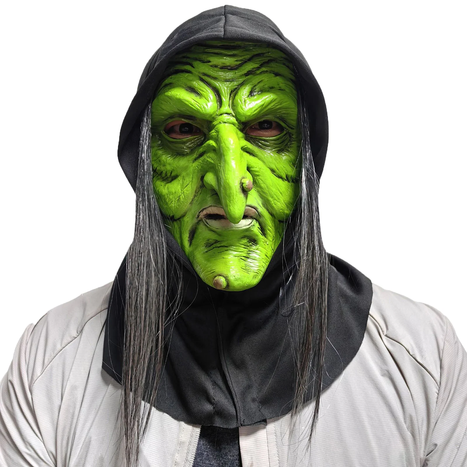 Horror Ghost Face Witch Facewear Terrifying Latex Facewear Scary Face Shield Headgear for Halloween Carnival Costume Party