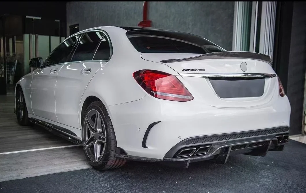 Carbon Fiber PSM Style Rear Diffuser for   W205 C63 2015-2021 Auto Part Rear Lip