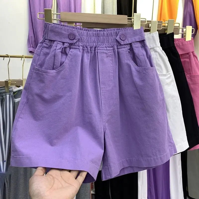 Cotton Casual Pants Women Loose Version of Five Quarter Pants Summer Thin New High Waist Wide Leg Pants Small Shorts Women