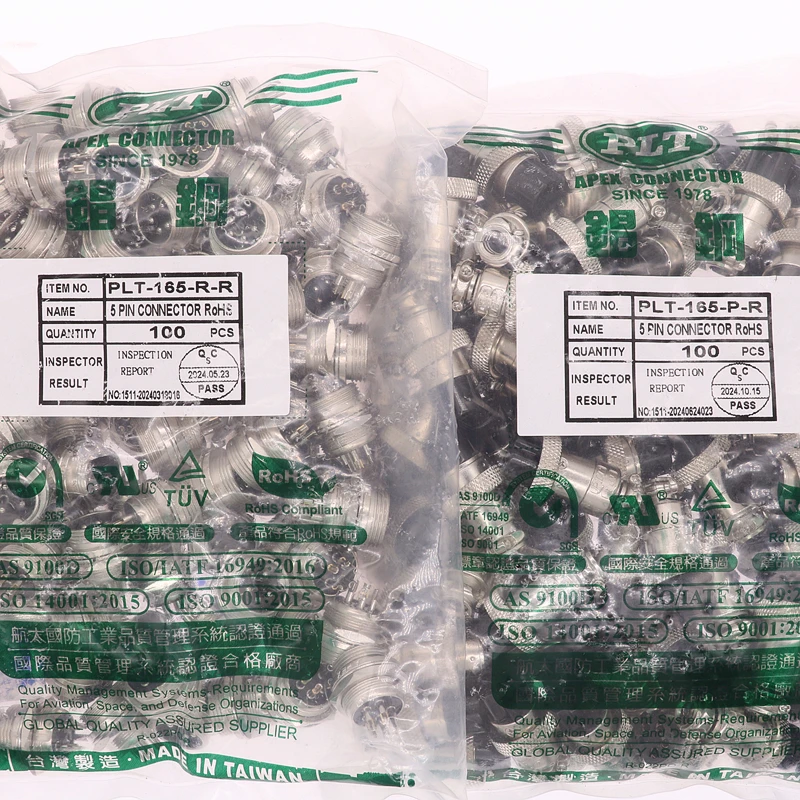 PLT-165-R-R PLT-165-P-R APEX 5pin ذكر أنثى φ16 مقبس الطيران الدائري التوصيل سلك جزء موصل صنع في تايوان RoHS UL TUV