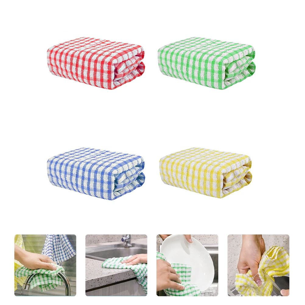 

4Pcs Absorbent Cotton Towels Kitchenware Cleaning Dish Cloth Oil Wipe Scrubber Furniture Wash Strong Detergency Kitchen Tools