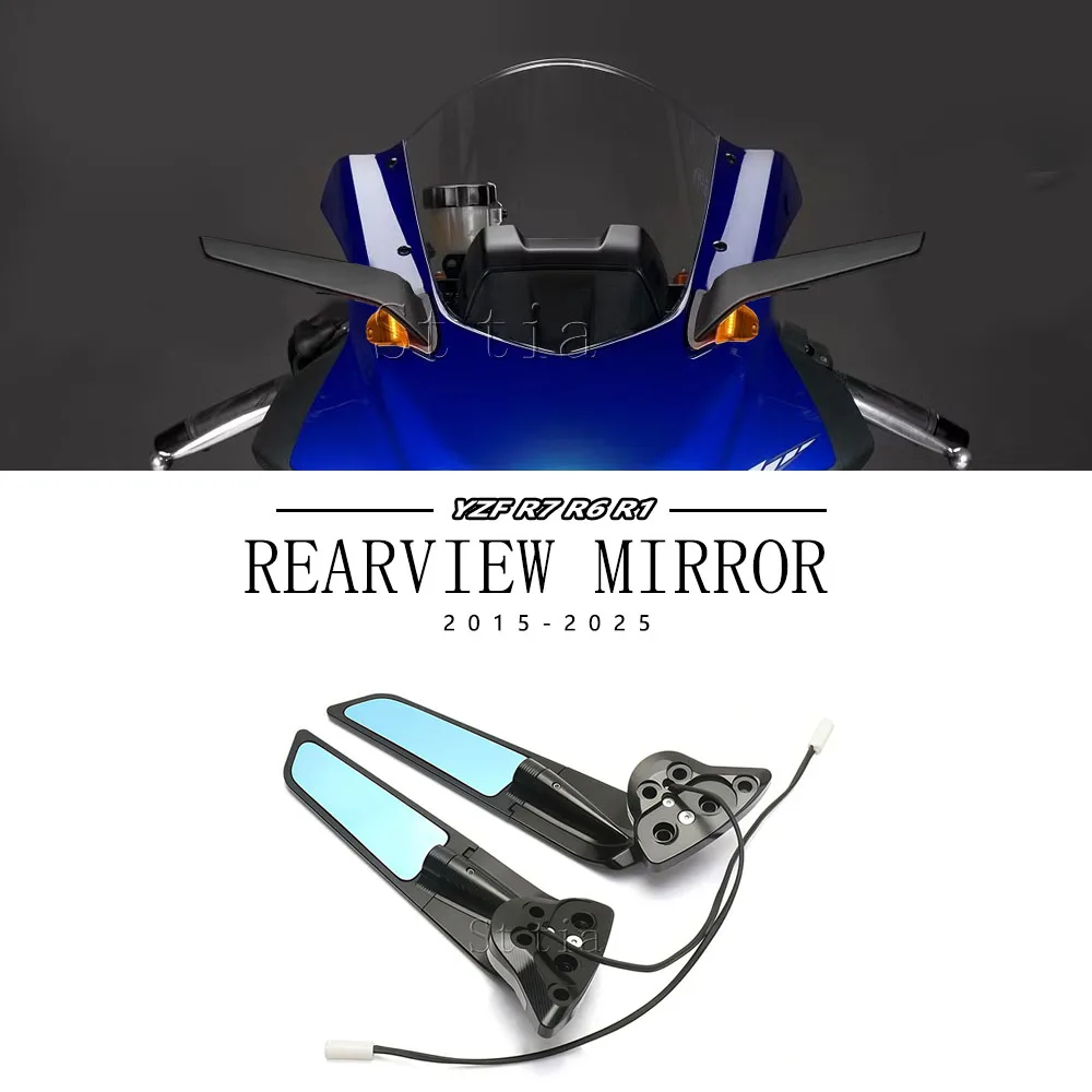 For YAMAHA YZF-R1 YZF-R6 YZF-R7 2015-2025 Motorcycle Rearview Mirror Adjustable Wing Mirror Accessory for YZF R1 R6 R7 2025 2024