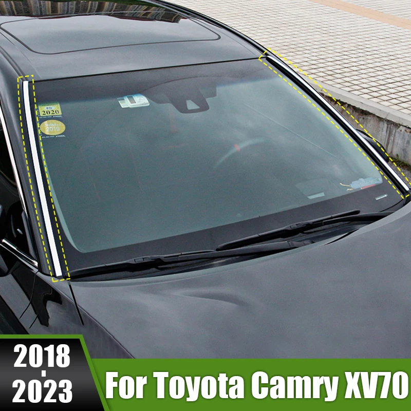 

For Toyota Camry XV70 70 2018 2019 2020 2021 2022 2023 Stainless Car Outside Front Window Trim Head Decoration Strip Sticker