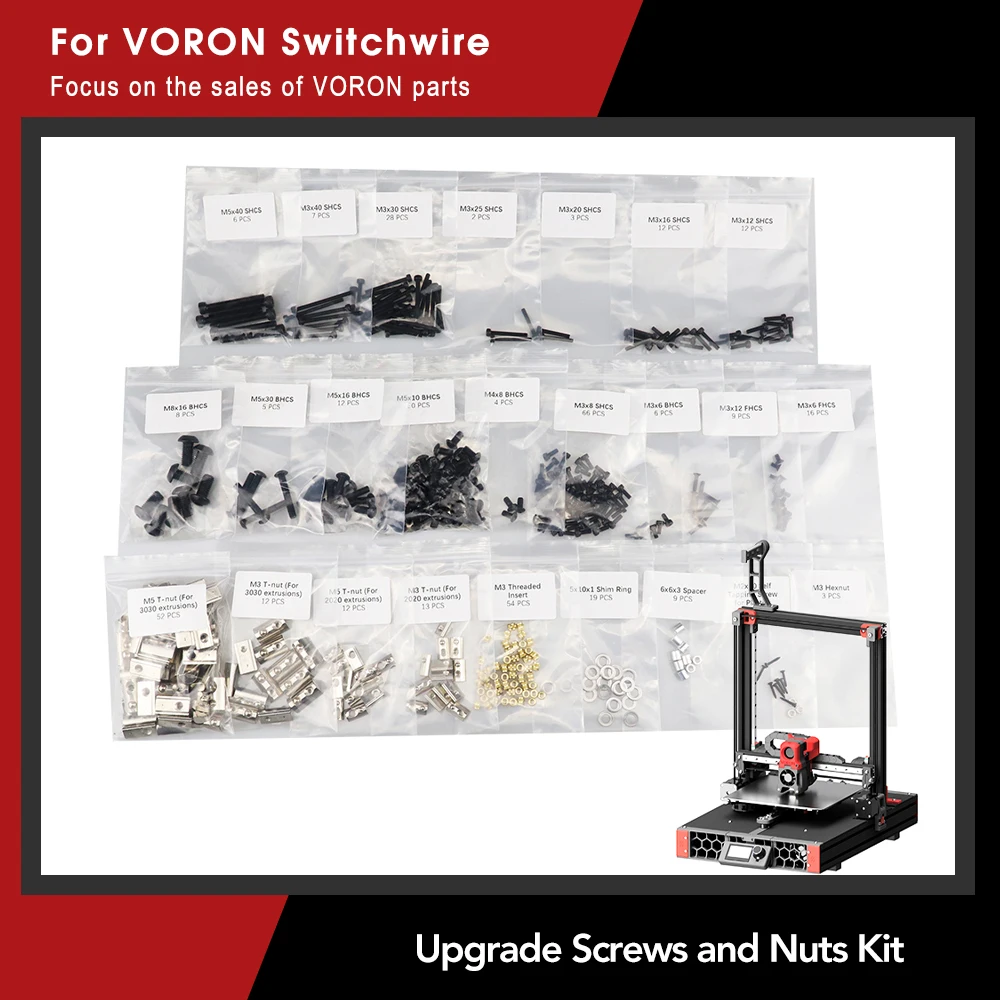 

3D Printer DIY Project Fasteners Screws Nuts Full Kit Upgrade Screws and Nuts Kit for Voron Switchwire Parts