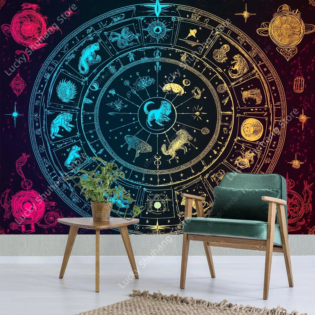 زودياك علم التنجيم نسيج الأبراج النابضة بالحياة ابراج الرموز التأمل الروحي مكتب المنزل عنبر ديكور غرفة نوم هدية #1