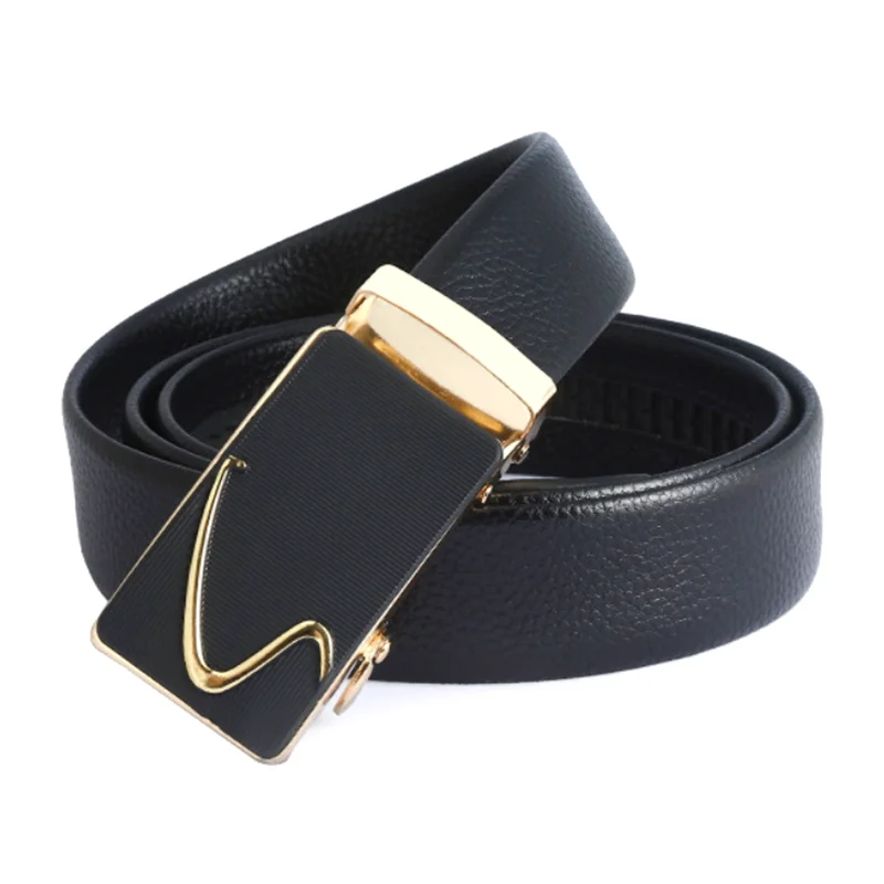 Men Luxury Business Belt Black Pu Leather Strap Male Waistband Automatic Buckle Belts For Men Gold Silver Girdle Belts For Jeans