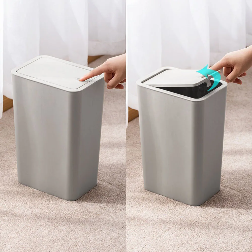 1PC trash can with pop-up lid, slender trash can trash basket suitable for bathroom, bedroom, office, living room