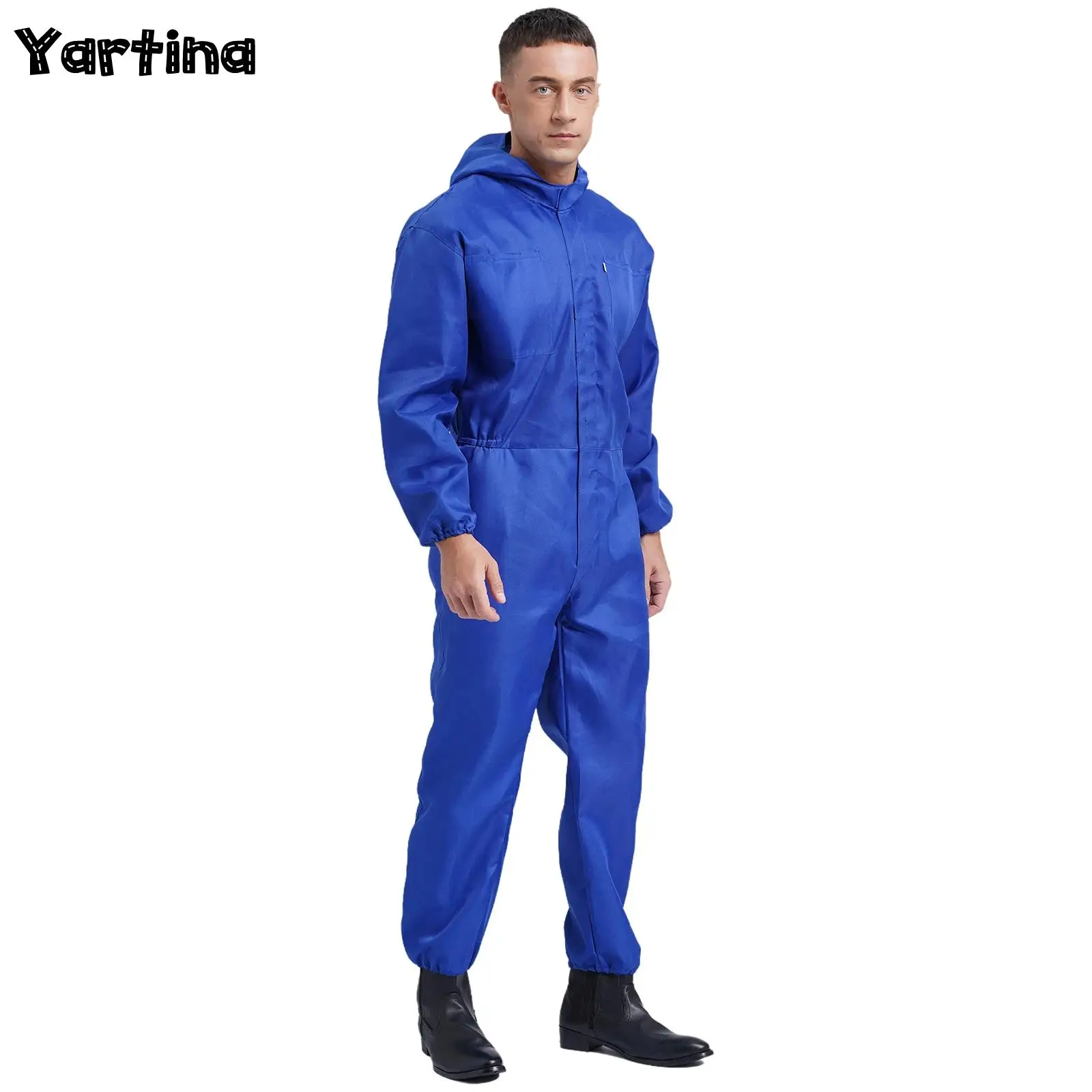 Sudaderas con capucha para hombre, monos con cremallera frontal, ropa de trabajo, uniformes mecánicos, monos de trabajo, monos ligeros de manga larga