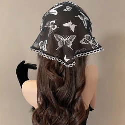 AWAYTR Bohemia Butterfly Print Hair Scarf Bandana Elastic Daisy Hair Band Triangle Scarf Kerchief Women Girl Hair Accessories