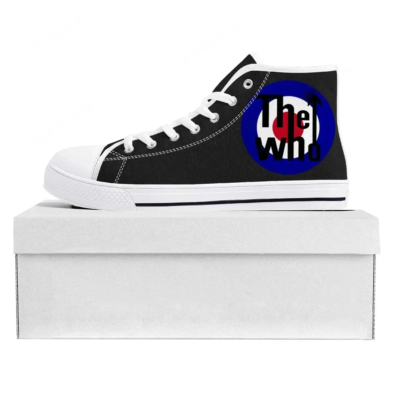 

The Who Pop Rock Band High Top High Quality Sneakers Mens Womens Teenager Canvas Sneaker Casual Couple Shoes Custom Shoe White