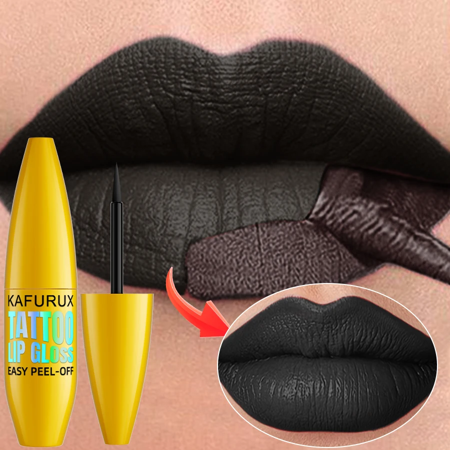 Peel Off Black Brown Lip Stain Reveal Long Lasting Waterproof Matte Lip Tint Makeup Non-stick Cup Natural Cosmetics Gifts