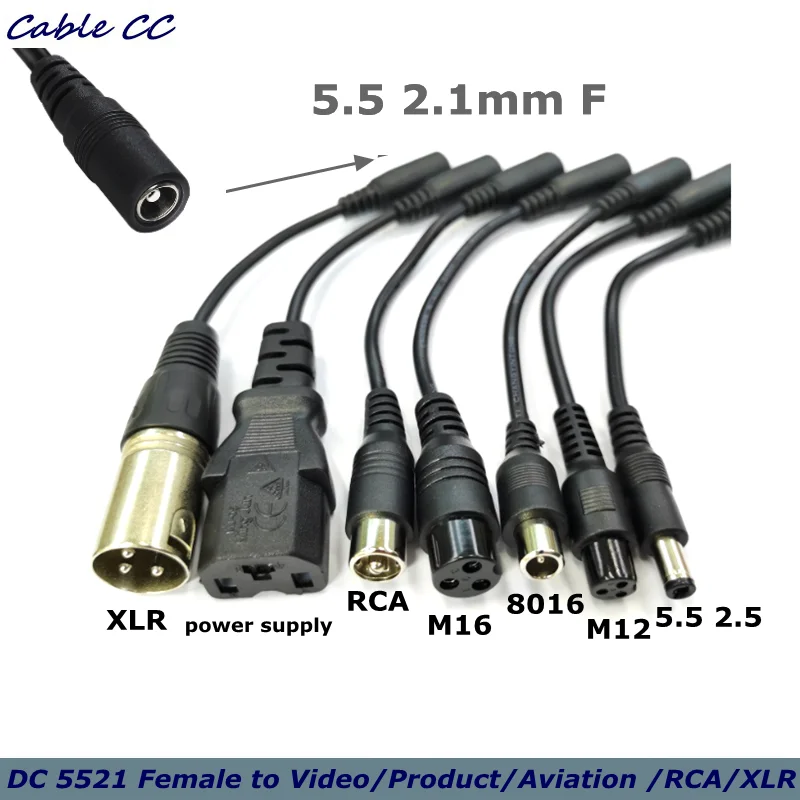

DC Adapter Converter Plug 5.5mm*2.1mm Female to XLR 3Pin 5.5*2.5MM 8.0x1.6MM Adapter Connector
